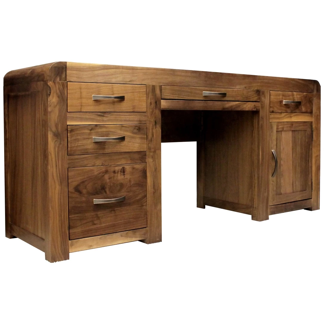 Hampshire Solid Walnut Twin Pedestal Computer Desk