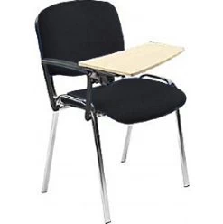 Swift Chrome Frame Conference Chairs With Wooden Writing Tablet (4 Pack) -Home-Furniture 029171