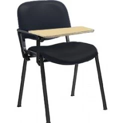 Swift Vinyl Conference Chair Black Frame With Wooden Writing Tablet (Pack Of 4 Chairs) -Home-Furniture 064150