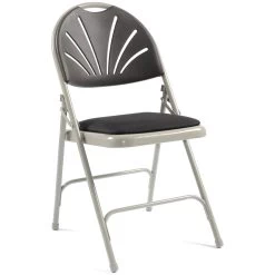 Fan Back Upholstered Folding Chair (Pack Of 4)