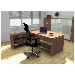 Mokka Executive Curved Desks With Support Return -Home-Furniture 066507