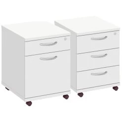 Commerce II White Low Mobile Pedestals