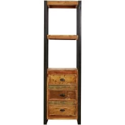 Accrington Reclaimed Wood Narrow Bookcase With Drawers