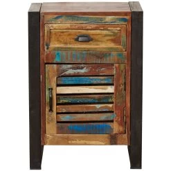 Accrington Reclaimed Wood Lamp Table With Cupboard