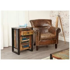 Accrington Reclaimed Wood Lamp Table With Cupboard -Home-Furniture 070599