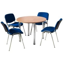 NEXT DAY Unite II Tubular Leg Bundle Deal - Round Meeting Table With 4 Chairs