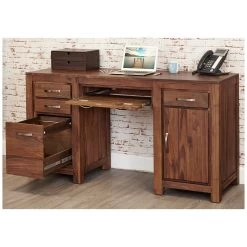 Fernhurst Solid Walnut Twin Pedestal Computer Desk -Home-Furniture 072975