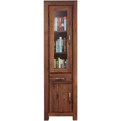 Fernhurst Solid Walnut Narrow Glazed Bookcase