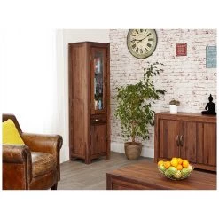 Fernhurst Solid Walnut Narrow Glazed Bookcase -Home-Furniture 072998