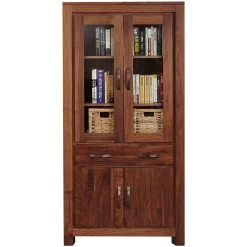 Fernhurst Solid Walnut Large Glazed Bookcase