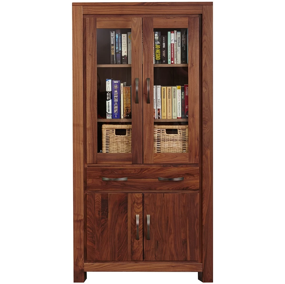 Fernhurst Solid Walnut Large Glazed Bookcase 1 Fernhurst Solid Walnut Large Glazed Bookcase