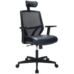 Impact Mesh Office Chair With Pocket Sprung Leather Seat -Home-Furniture 084963