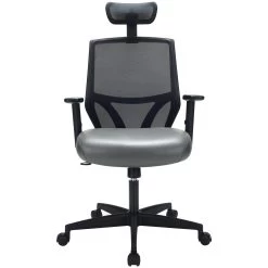 Impact Mesh Office Chair With Pocket Sprung Leather Seat -Home-Furniture 085126