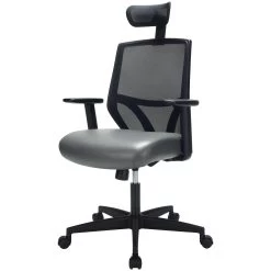 Impact Mesh Office Chair With Pocket Sprung Leather Seat -Home-Furniture 085132
