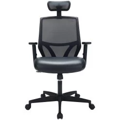 Impact Mesh Office Chair With Pocket Sprung Leather Seat -Home-Furniture 085136