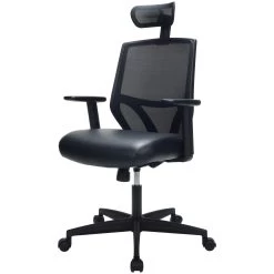 Impact Mesh Office Chair With Pocket Sprung Leather Seat -Home-Furniture 085142