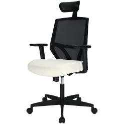 Impact Mesh Office Chair With Pocket Sprung Leather Seat -Home-Furniture 085148