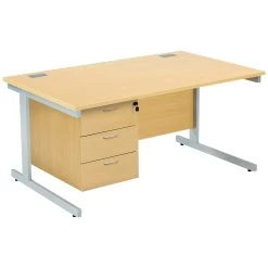 Commerce II Rectangular Desks With Single Fixed Pedestal -Home-Furniture 085357
