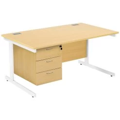 Commerce II Rectangular Desks With Single Fixed Pedestal -Home-Furniture 085358