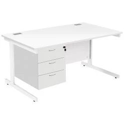 Commerce II Rectangular Desks With Single Fixed Pedestal -Home-Furniture 085360