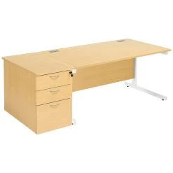 Commerce II Rectangular Desks With Desk High Pedestal -Home-Furniture 085403