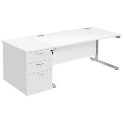 Commerce II Rectangular Desks With Desk High Pedestal -Home-Furniture 085404