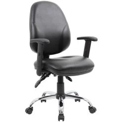 Comfort Ergo 3-Lever Leather Chrome Operator Chairs -Home-Furniture 090859