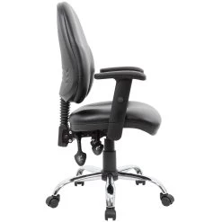 Comfort Ergo 3-Lever Leather Chrome Operator Chairs -Home-Furniture 090860