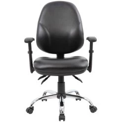 Comfort Ergo 3-Lever Leather Chrome Operator Chairs -Home-Furniture 090861