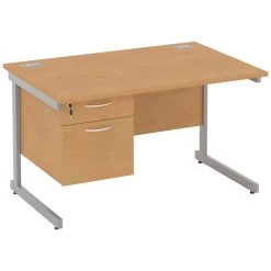 Solar Cantilever Rectangular Desks With Single Fixed Pedestal