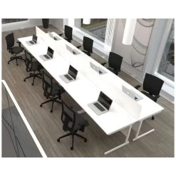 NEXT DAY Vogue White Rectangular Cantilever Desks With Double Fixed Pedestals -Home-Furniture 093495