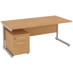 Solar Cantilever Rectangular Desks With Mobile Pedestal