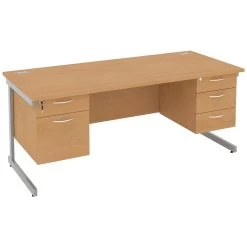 Solar Cantilever Rectangular Desks With Double Fixed Pedestals