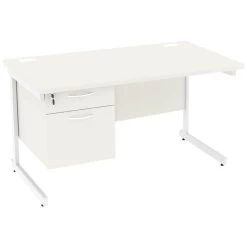 NEXT DAY Vogue White Rectangular Cantilever Desks With Single Fixed Pedestal
