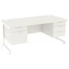 NEXT DAY Vogue White Rectangular Cantilever Desks With Double Fixed Pedestals