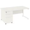 NEXT DAY Vogue White Rectangular Cantilever Desks With Desk High Pedestal