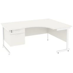 NEXT DAY Vogue White Ergonomic Cantilever Desks With Single Fixed Pedestal