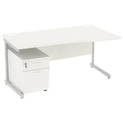 NEXT DAY Vogue White Wave Cantilever Desks With Mobile Pedestal -Home-Furniture 093682