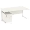NEXT DAY Vogue White Wave Cantilever Desks With Mobile Pedestal
