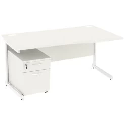 NEXT DAY Vogue White Wave Cantilever Desks With Mobile Pedestal