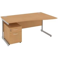 NEXT DAY Solar Wave Cantilever Desks With Mobile Pedestal