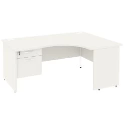 NEXT DAY Vogue White Ergonomic Panel End Desks With Single Fixed Pedestal