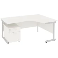 NEXT DAY Vogue White Ergonomic Cantilever Desks With Mobile Pedestal -Home-Furniture 093943