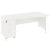 NEXT DAY Vogue White Wave Panel End Desks With Desk High Pedestal