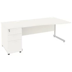 NEXT DAY Vogue White Wave Cantilever Desks With Desk High Pedestal -Home-Furniture 093960