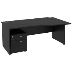 NEXT DAY Eclipse Black Wave Panel End Desks With Mobile Pedestal