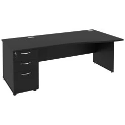 NEXT DAY Eclipse Black Wave Panel End Desks With Desk High Pedestal