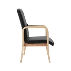 Oxford Wooden Frame Vinyl Reception Chair With Arms -Home-Furniture 101596