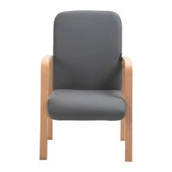 Oxford Wooden Frame Vinyl Reception Chair With Arms -Home-Furniture 101597