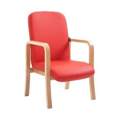 Oxford Wooden Frame Vinyl Reception Chair With Arms -Home-Furniture 101604